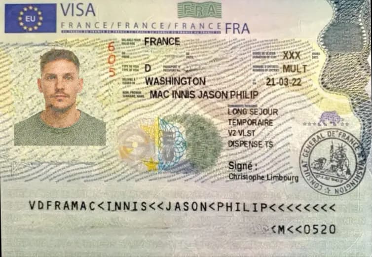 Visa to France 35x45 MM (3,5 X 4,5 CM)