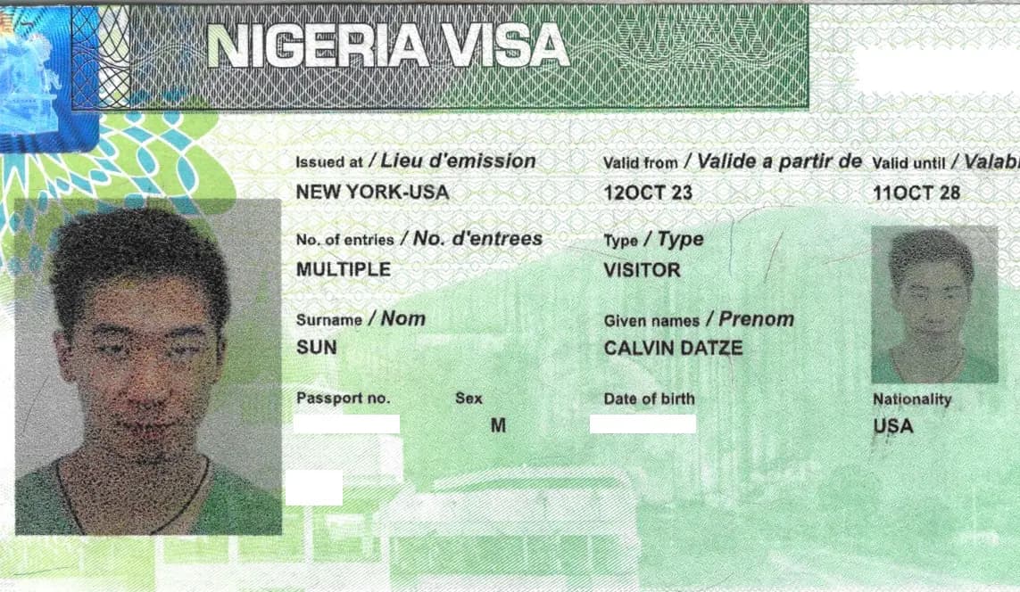 Nigeria Visa 35x45 MM (3,5 X 4,5 CM)