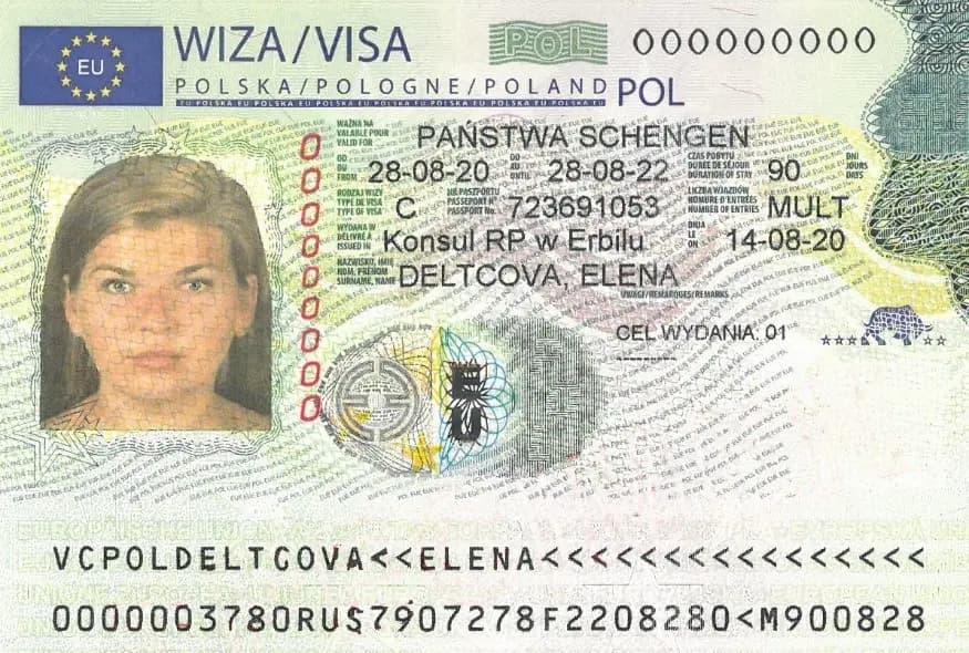 Visa to Poland 35x45 MM (3,5 X 4,5 CM)