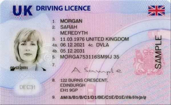 UK Driving Licence Photo