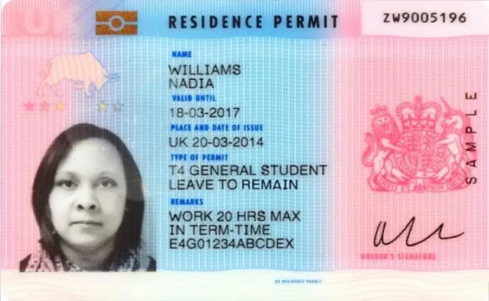 UK Residence Card Photo